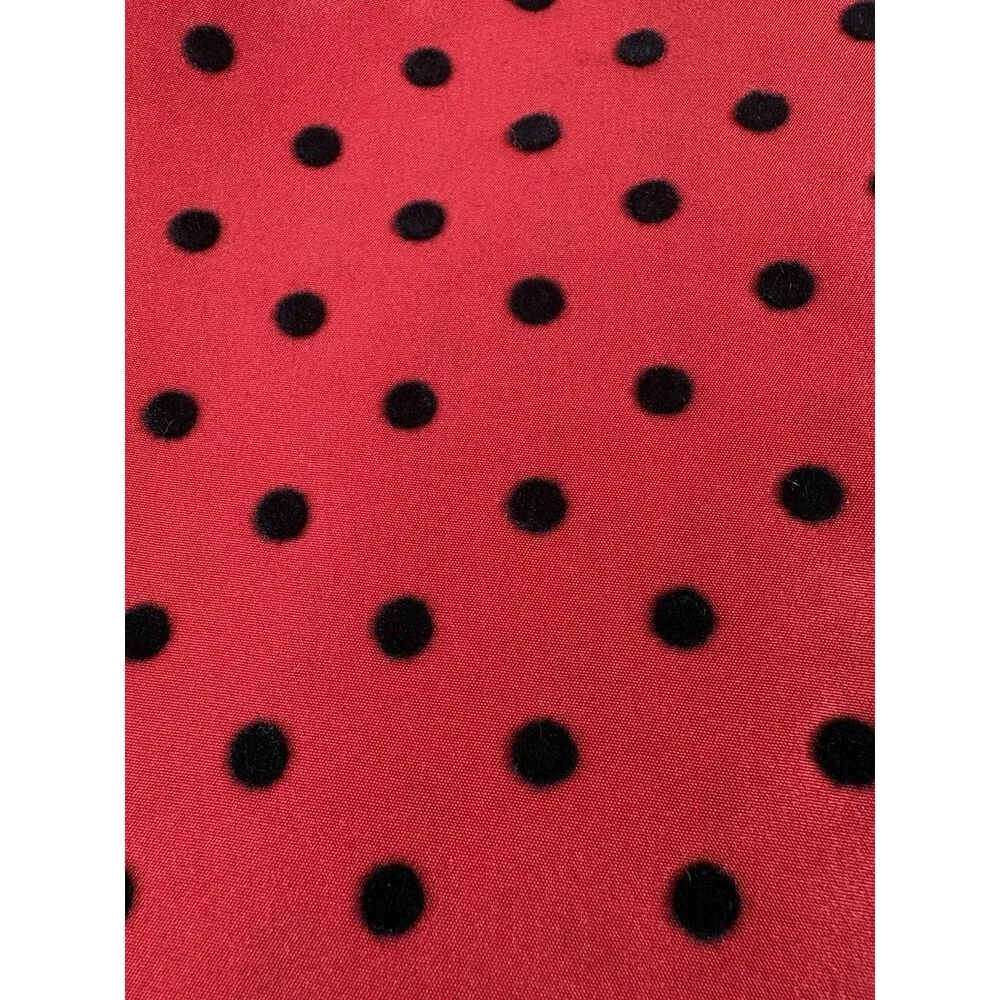 Vintage Dotted Swiss Flocked Fabric Red Black 37” X 62”